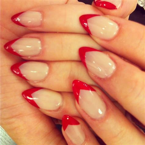 Famous Red French Tip Nails With Diamonds Ideas Pippa Nails
