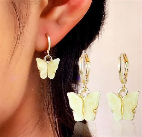 Butterfly Drop Earrings Etsy