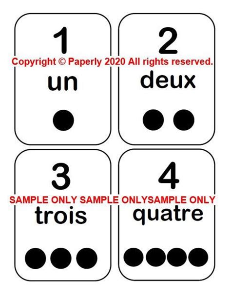 French Number Counting Flashcards 1 20 Preschool Etsy