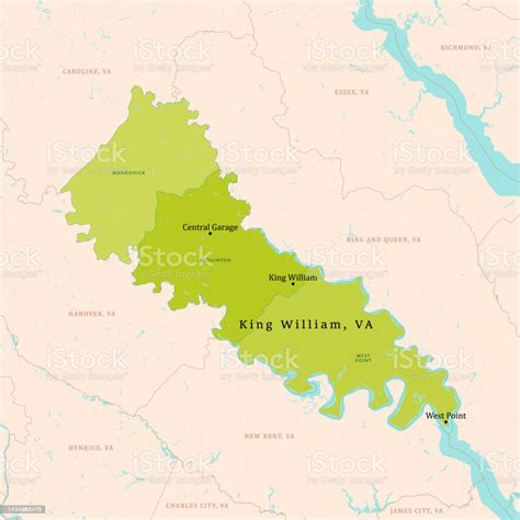 Va King William County Vector Map Green Stock Illustration Download
