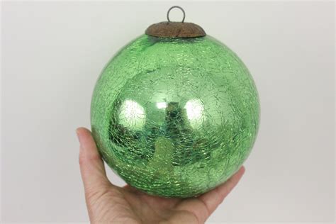 Green Crackle Kugel Ornament 6 By Midwest Large Etsy