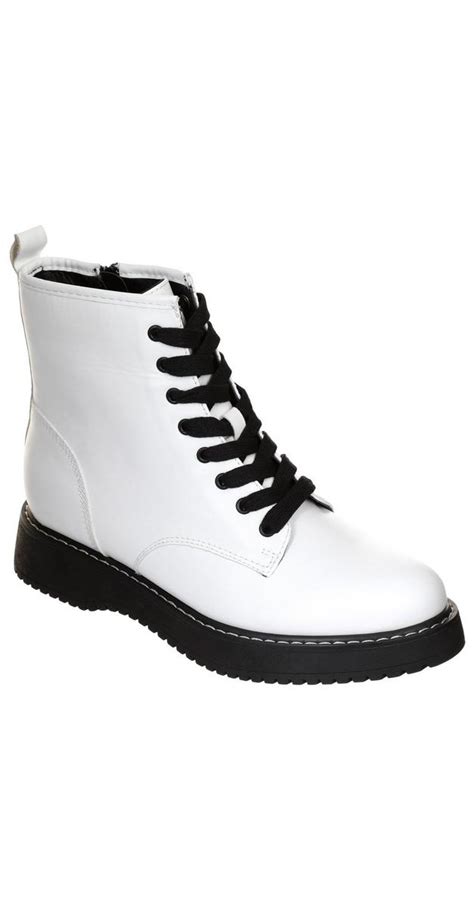 Womens Kurrt Ankle Combat Boots White Burkes Outlet