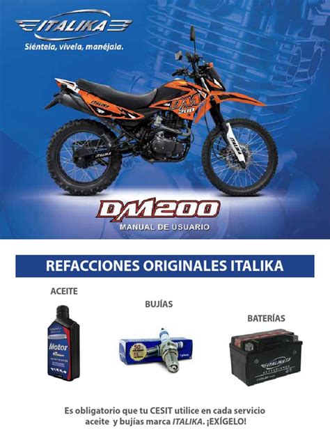 Manual De Usuario Moto Italika Dm200 Tornillo Gasolina