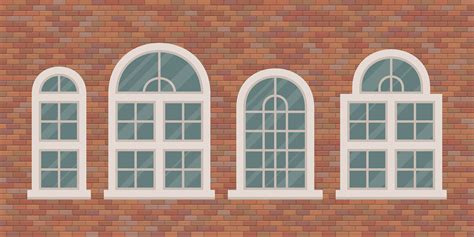 Retro Windows On Brick Wall 1266845 Vector Art At Vecteezy