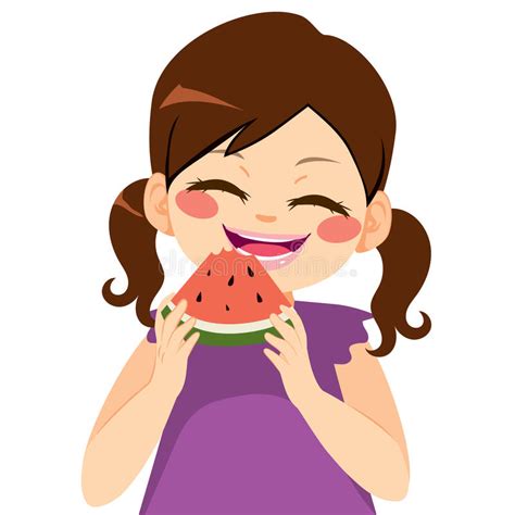 Kid Eating Watermelon Stock Illustration Illustration Of