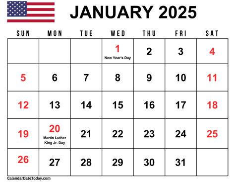 January 2025 Calendar With Holidays Calendar Date Today