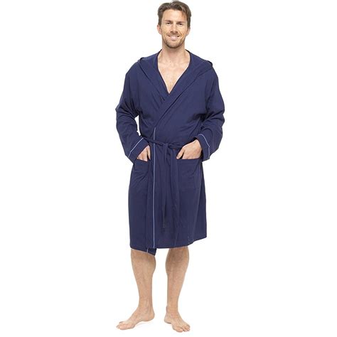 Mens Easy Care Cotton Jersey Summer Robe Dressing Gown Sleep Lounge
