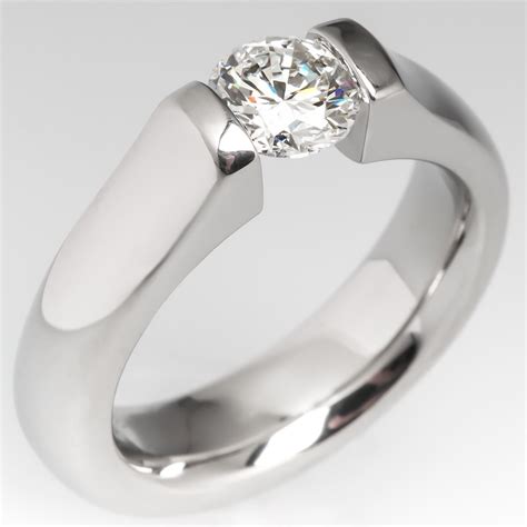 Modern Tension Set Diamond Solitaire Engagement Ring Platinum Dvs1