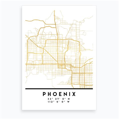 Phoenix Arizona City Street Map Art Print By Deificus Fy
