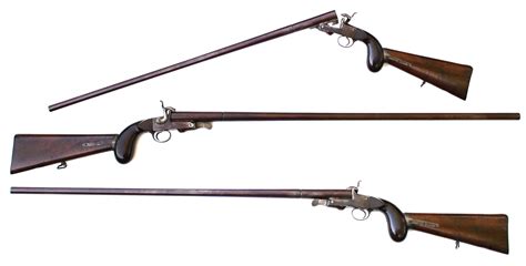Pinfire Revolving Rifle With Detachable Stock Forgottenweapons