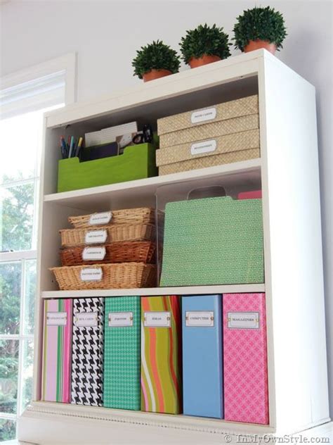 I opted not to cover the bottom of my box, since i knew it wouldn't be visible, but if having the exposed foam now, attach a label holder to the front of the file. Organizing Ideas: Colorful Magazine Files + Free Labels ...