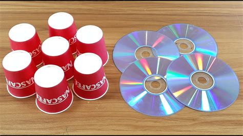 Waste Plastic Coffee Cups And Cd Disc Reuse Idea Diy Decoration Best