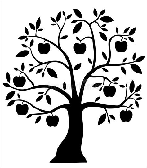Decorative Black Apple Tree Illustration Of Decorative Black Apple