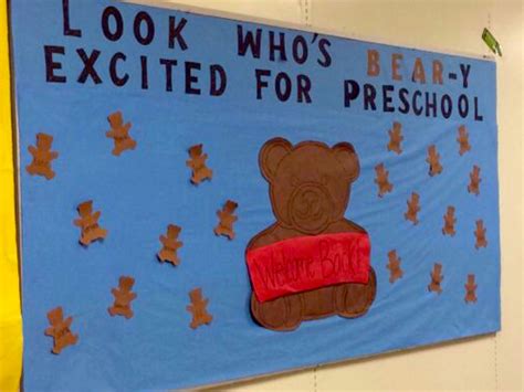 A Bulletin Board That Says Look Whos Excited For Preschool With A