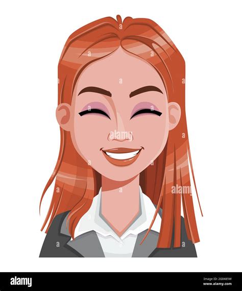 face expression of beautiful redhead woman laughing female emotion cute cartoon character in