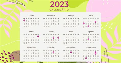 Calendário 2023 Com Feriados Nacionais Fases Da Lua