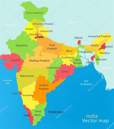 Índia Mapa Stock Vector By ©polesnoy 21204567