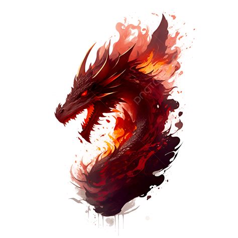 Dark Red Dragon Head With Smooth Fire Splash Effect Dragon Red Fire