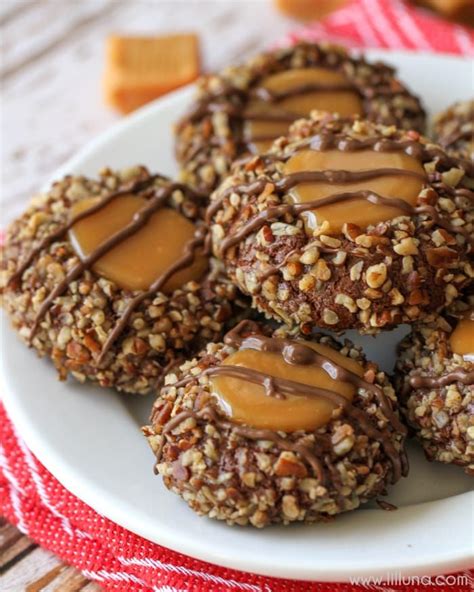 Delicious Turtle Thumbprint Cookies A Chocolate Caramel And Nut
