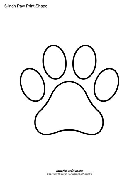 Paw Print Template Shapes Tims Printables