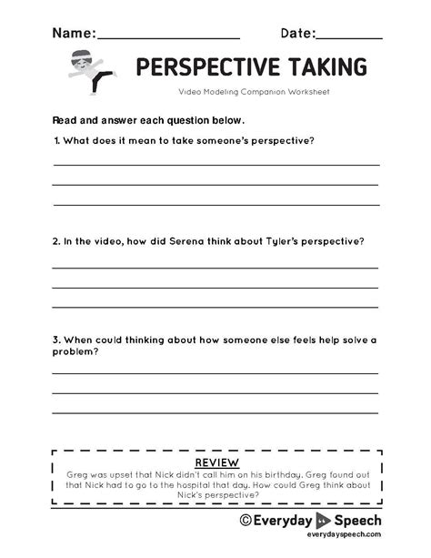 Perspective Taking Skills Worksheets