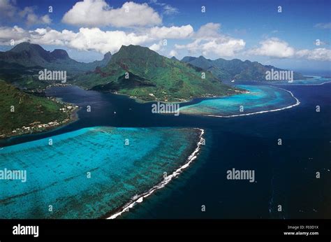 Aerial View Of Cooks Bay With Its Coral Reef Moorea Society Islands