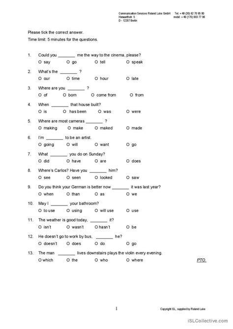 Elementary Level Multiple Choic English Esl Worksheets Pdf And Doc
