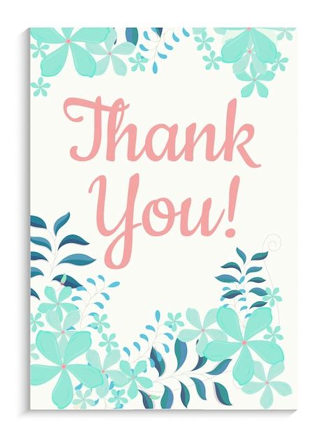 Premium Vector Thank You Greeting Card Design With Colorful Flowers