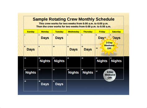 sample rotation schedule templates   ms word