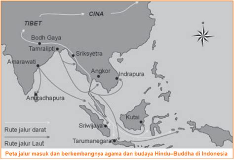 Peta Jalur Masuk Dan Daerah Yang Dipengaruhi Hindu Buddha Di Indonesia