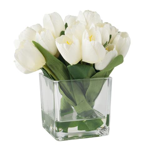 For all your florist sundries including ribbons, cellophane, silk flowers, floral foam, glass vases, wedding accessories and much more. Tulip Arrangement in Glass Vase | Tulips arrangement, Pure ...