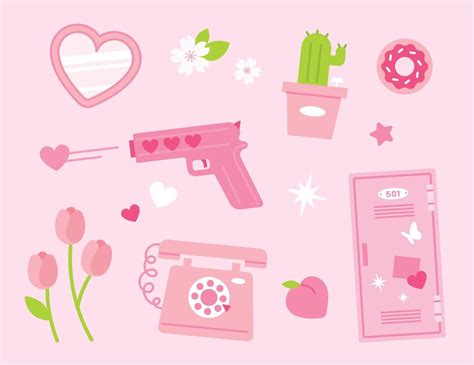 Collection Of Pink Objects Flat Design Style Vector Illustration 6194439 Vector Art At Vecteezy