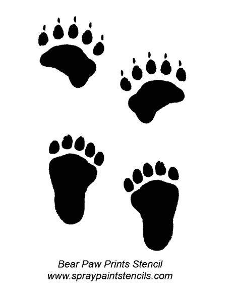 Bear Paw Prints Stencils Are Shown In Three Different Sizes And Colors