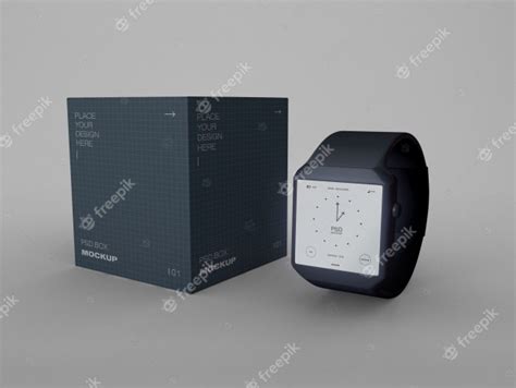 Premium Psd Smartwatch With Box Packaging Mockup