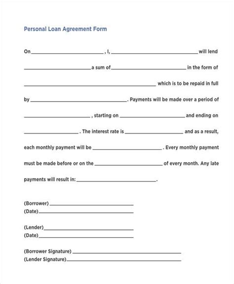 Free Printable Personal Loan Contract Printable Templates