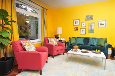 4 Rooms That Prove Primary Colors Are Cool Yellow Living Room Home