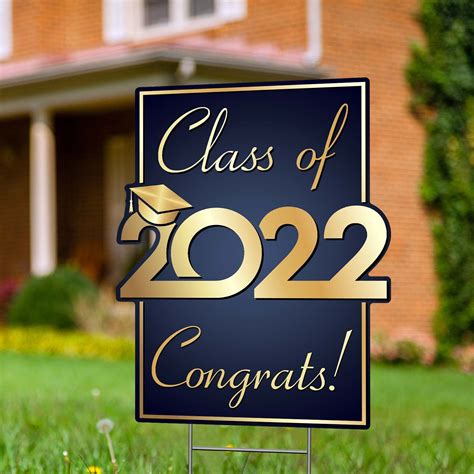2022 Graduation Yard Sign With Stakes 17” X 13” Class Of 2022