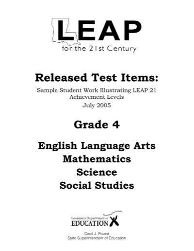 Released Test Items Grade 4 Louisiana Department Of Education