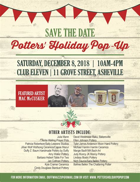 Clay Club Potters Holiday Pop Up Featuring Mac Mccusker This Saturday