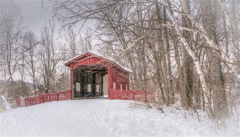 Covered Bridgewintervermontsnownature Free Image From