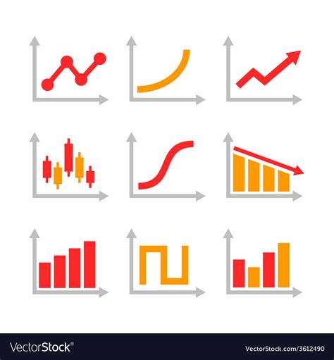 Color Graph Chart Icons Set Royalty Free Vector Image