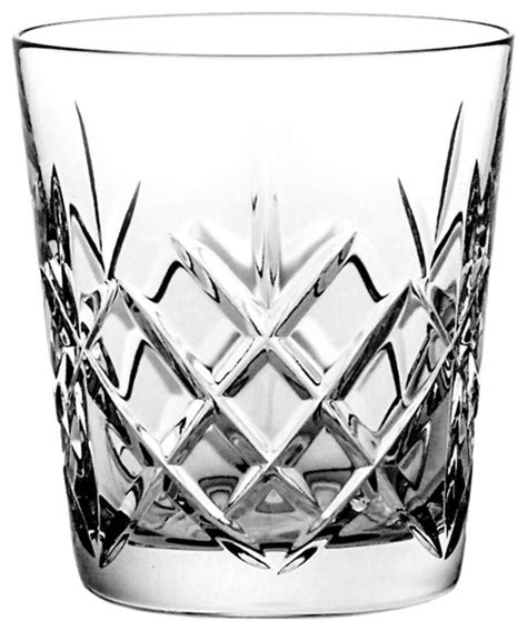 Decorative Lattice Lead Crystal Whisky Glasses Set Of 6 Traditional Liquor Glasses By