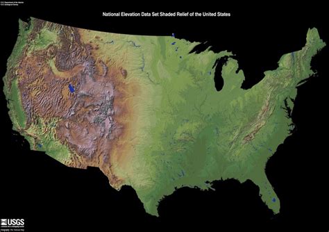National Elevation Data Set Shaded Relief Of The Us From Usgs Vivid