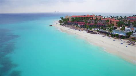 Aerial From Kitesurfing At Aruba Island In The Caribbean Stock Footage