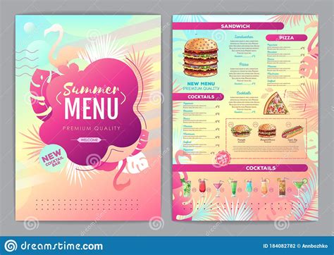 Restaurant Summer Tropical Gradient Menu Design With Fluorescent Tropic