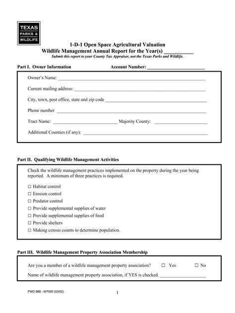 1 D 1 Open Space Agricultural Valuation Wildlife Management Annual