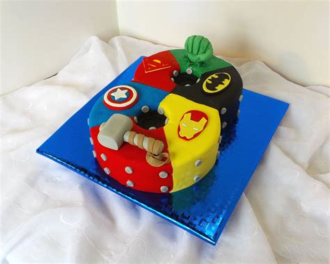 Number 8 Shaped Superhero Birthday Cake Superhero Birthday Cake 8th