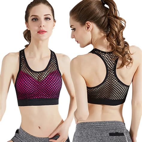 Fast Drying Mesh Hollow Out Breathable Yoga Bras Sports Bra Fitness Shockproof Running Vest Gym