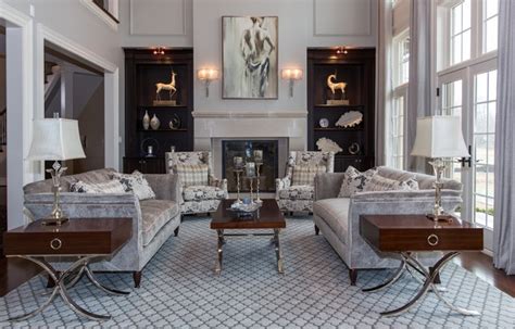 Champagne And Grey Elegant Living Room Transitional