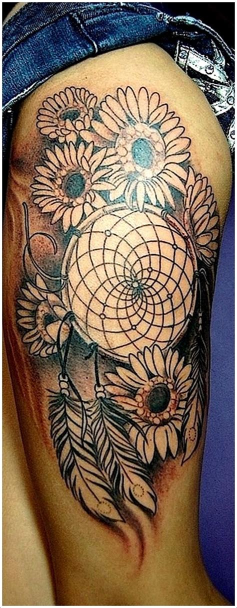 45 Amazing Dreamcatcher Tattoos And Meanings Girl Thigh Tattoos Leg